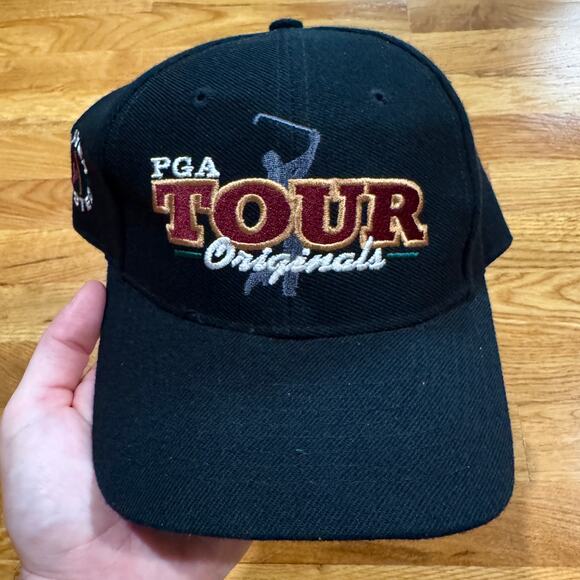 Vintage Golf Hat PGA Tour Fitted Cap Black Green Underbrim WOOL 7&1/2 RARE - Picture 2 of 5